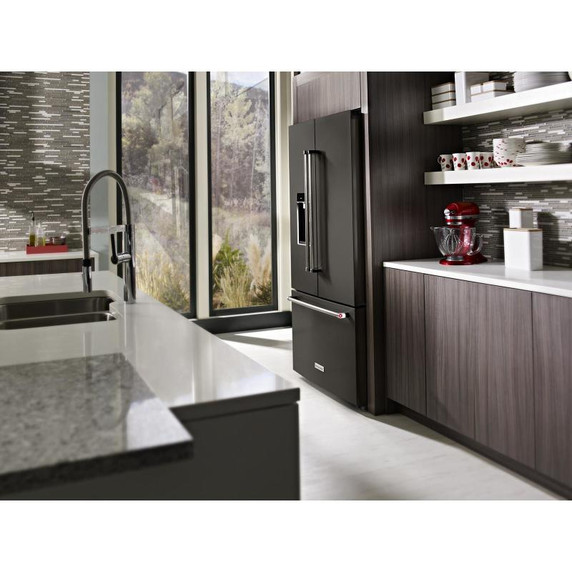 Kitchenaid® 23.8 cu. ft. 36" Counter-Depth French Door Platinum Interior Refrigerator with PrintShield™ Finish KRFC704FBS