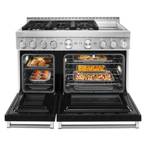KitchenAid® 48'' Smart Commercial-Style Gas Range with Griddle KFGC558JBK