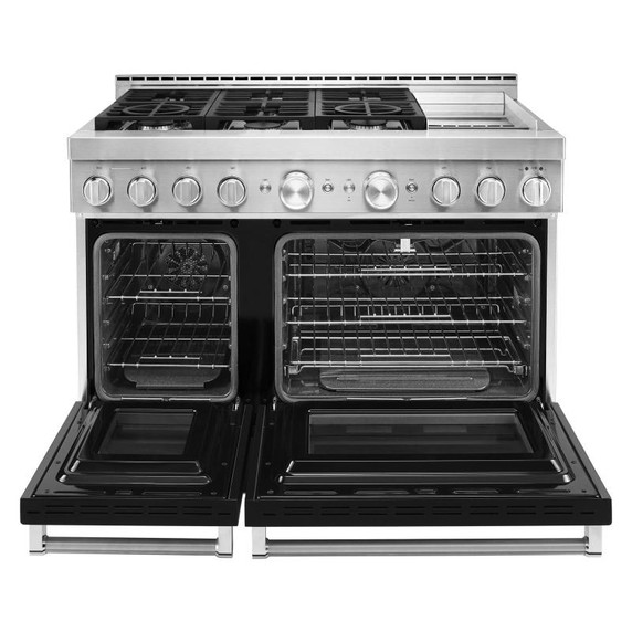 KitchenAid® 48'' Smart Commercial-Style Gas Range with Griddle KFGC558JBK