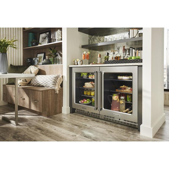 Kitchenaid® 24" Undercounter Refrigerator with Glass Door and Shelves with Metallic Accents KURL314KSS