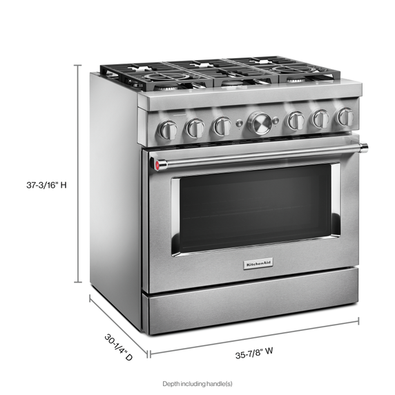 KitchenAid® 36'' Smart Commercial-Style Dual Fuel Range with 6 Burners KFDC506JSS