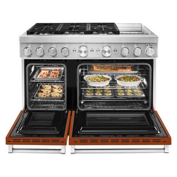 KitchenAid® 48'' Smart Commercial-Style Dual Fuel Range with Griddle KFDC558JSC