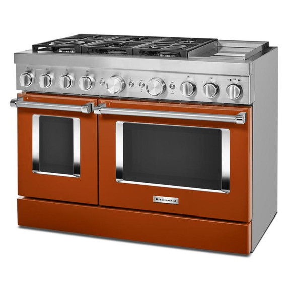 KitchenAid® 48'' Smart Commercial-Style Dual Fuel Range with Griddle KFDC558JSC