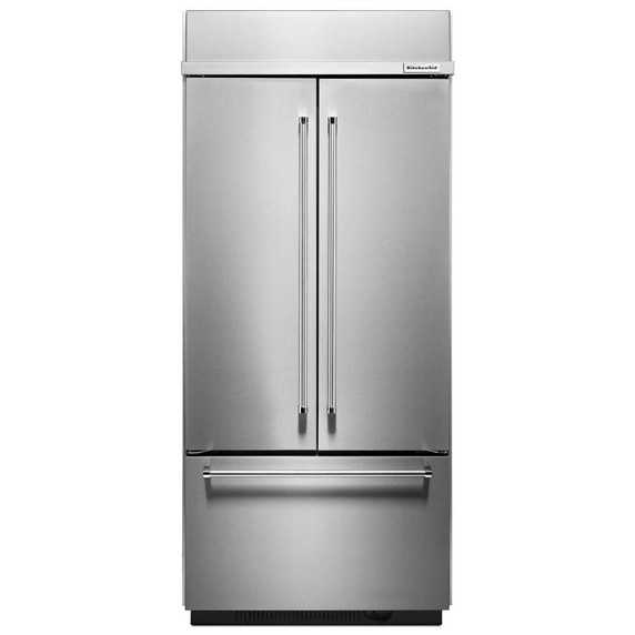 Kitchenaid® 20.8 Cu. Ft. 36" Width Built In Stainless Steel French Door Refrigerator with Platinum Interior Design KBFN506ESS