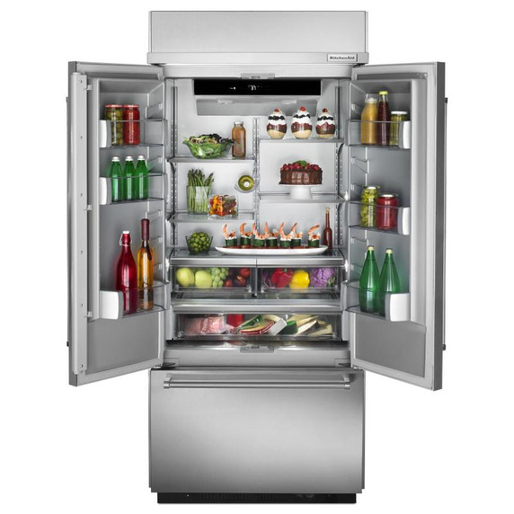 Kitchenaid® 20.8 Cu. Ft. 36" Width Built In Stainless Steel French Door Refrigerator with Platinum Interior Design KBFN506ESS