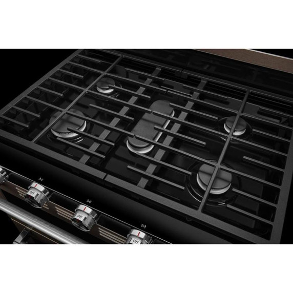 Kitchenaid® 30-Inch 5 Burner Gas Double Oven Convection Range KFGD500EBS