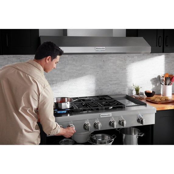 Kitchenaid® 48'' 585 or 1170 CFM Motor Class Commercial-Style Wall-Mount Canopy Range Hood KVWC958KSS