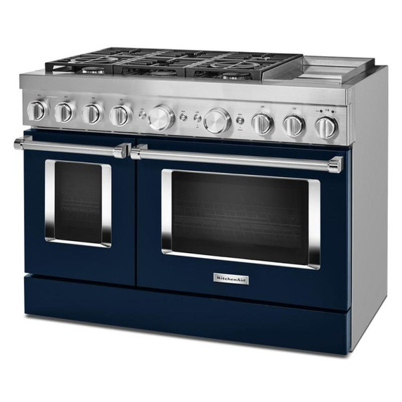 KitchenAid® 48'' Smart Commercial-Style Dual Fuel Range with Griddle KFDC558JIB