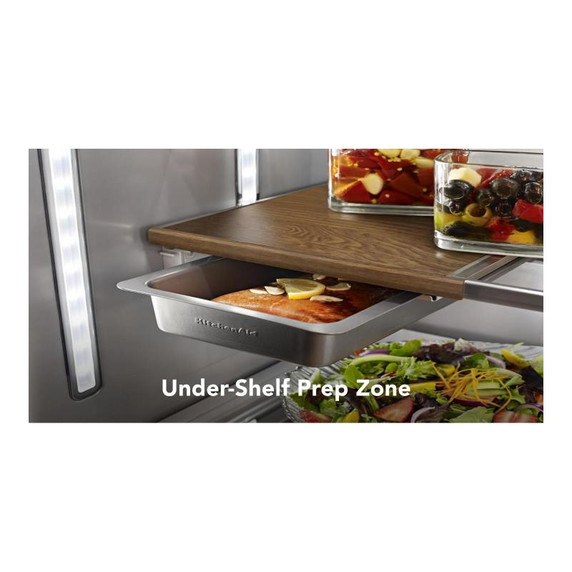 Kitchenaid® 23.8 cu. ft. 36" Counter-Depth French Door Platinum Interior Refrigerator with PrintShield™ Finish KRFC704FPS