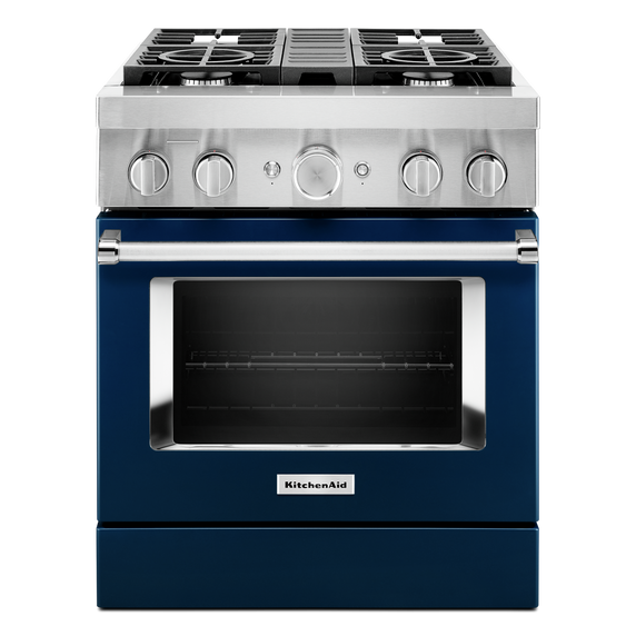 KitchenAid® 30'' Smart Commercial-Style Dual Fuel Range with 4 Burners KFDC500JIB