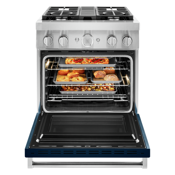 KitchenAid® 30'' Smart Commercial-Style Dual Fuel Range with 4 Burners KFDC500JIB