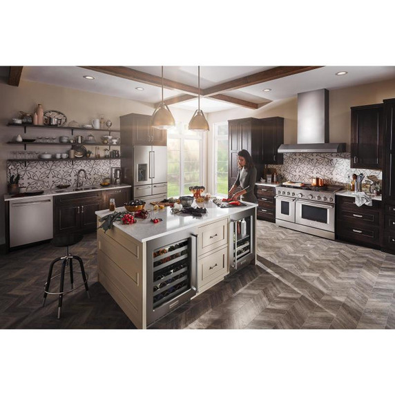 Kitchenaid® 24" Undercounter Wine Cellar with Glass Door and Metal-Front Racks KUWL314KSS