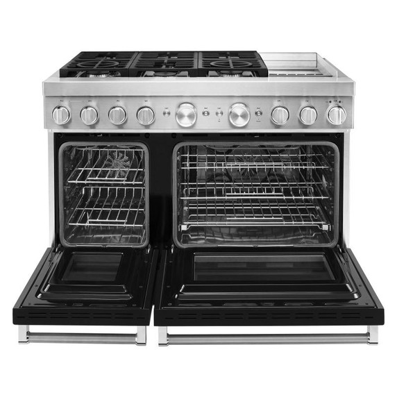 KitchenAid® 48'' Smart Commercial-Style Dual Fuel Range with Griddle KFDC558JBK