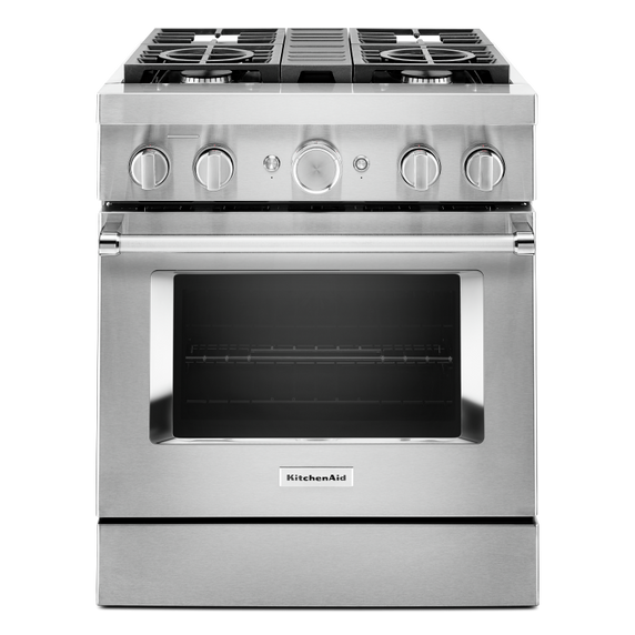 KitchenAid® 30'' Smart Commercial-Style Dual Fuel Range with 4 Burners KFDC500JSS