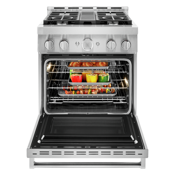 KitchenAid® 30'' Smart Commercial-Style Gas Range with 4 Burners KFGC500JSS