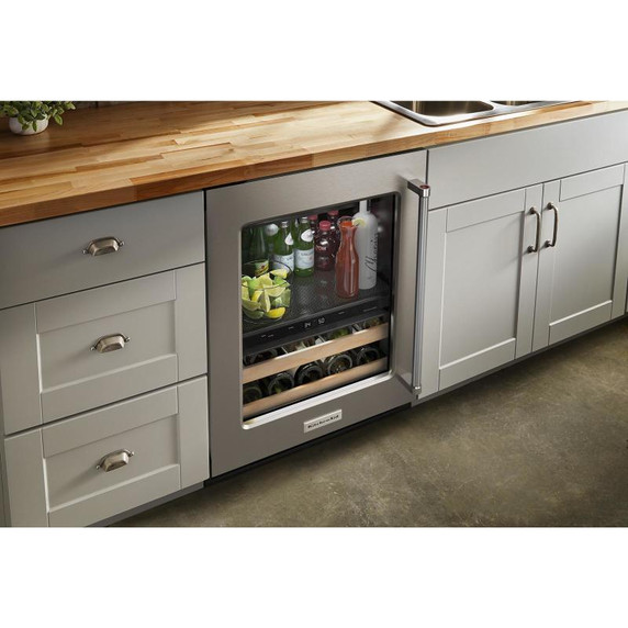 Kitchenaid® 24" Beverage Center with Glass Door and Wood-Front Racks KUBL214KSB