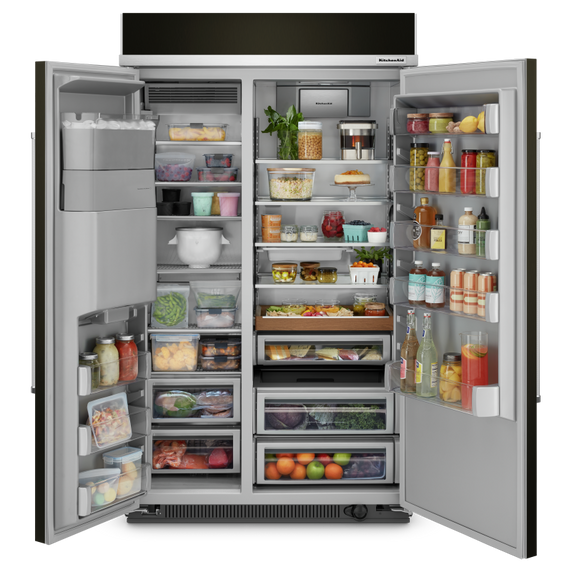 Kitchenaid® 29.4 Cu. Ft. 48 Built-In Side-by-Side Refrigerator with Ice and Water Dispenser and PrintShield™ Finish KBSD708MBS