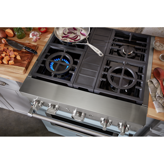 KitchenAid® 30'' Smart Commercial-Style Dual Fuel Range with 4 Burners KFDC500JMB