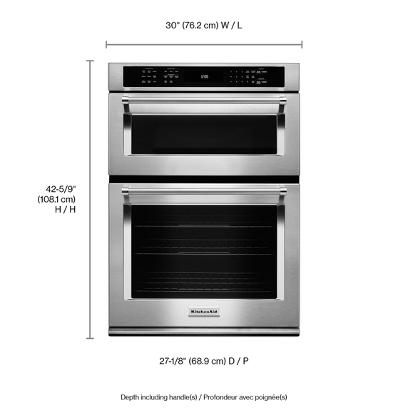 Kitchenaid® 30 Combination Wall Oven with Even-Heat™  True Convection (Lower Oven) KOCE500ESS