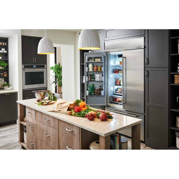 Kitchenaid® 24.2 Cu. Ft. 42 Width Built-In Stainless French Door Refrigerator with Platinum Interior Design KBFN502ESS