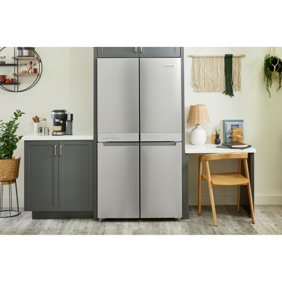 Kitchenaid® 19.4 cu. ft. 36-inch wide Counter-Depth 4-Door Refrigerator with PrintShield™ Finish KRQC506MPS