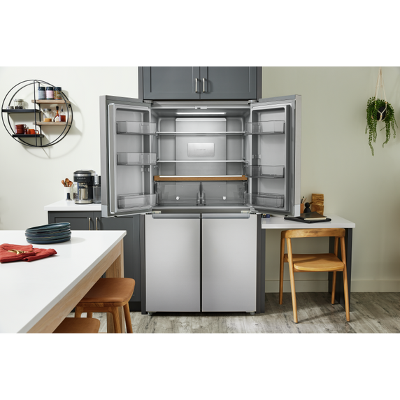 Kitchenaid® 19.4 cu. ft. 36-inch wide Counter-Depth 4-Door Refrigerator with PrintShield™ Finish KRQC506MPS