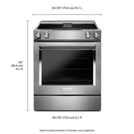 Kitchenaid® 30-Inch 4-Element Electric Downdraft Slide-In Range KSEG950ESS