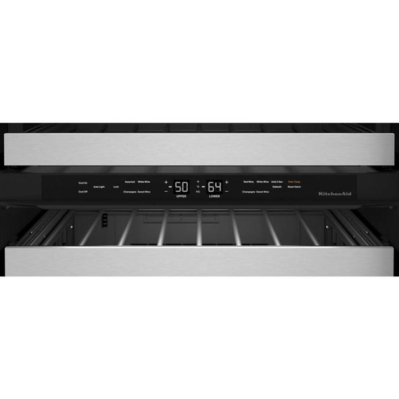 Kitchenaid® 24" Undercounter Wine Cellar with Glass Door and Metal-Front Racks KUWR314KSS
