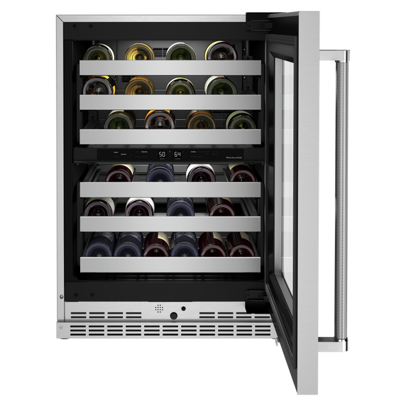 Kitchenaid® 24 Undercounter Wine Cellar with Glass Door and Metal-Front Racks KUWR314KSS