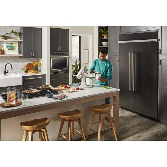 Kitchenaid® 24" Undercounter Refrigerator with Glass Door and Shelves with Metallic Accents and PrintShield™ Finish KURR314KBS