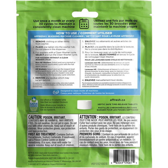 Affresh® affresh® Washing Machine Cleaner - 1 count W10921682B Affresh® affresh® Washing Machine Cleaner - 1 count W10921682B