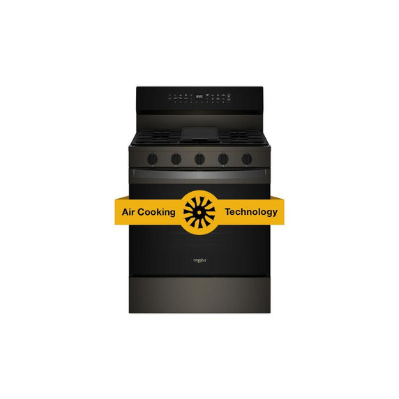 Whirlpool® 30-inch Smart Gas Range with Air Cooking Technology, Steam/Self Cleaning, Rapid Preheat 5.3 CuFt Capacity WFGS7530RV
