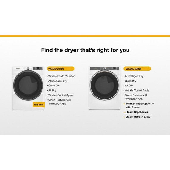 Whirlpool® 7.4 cu. ft. Smart Front Load ENERGY STAR® Certified Gas Dryer with Wrinkle Shield™ Option WGD5720RW
