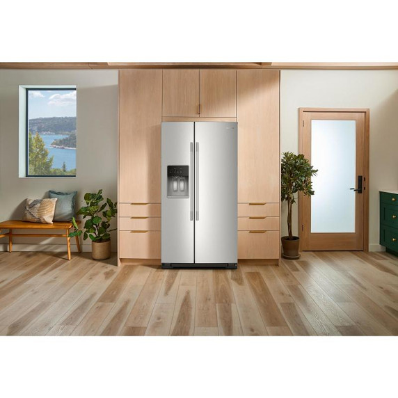 Kitchenaid® 20.8 Cu. Ft. Counter-Depth Side-by-Side Refrigerator with Exterior Ice and Water Dispenser in PrintShield™ Finish KRSC536RPS