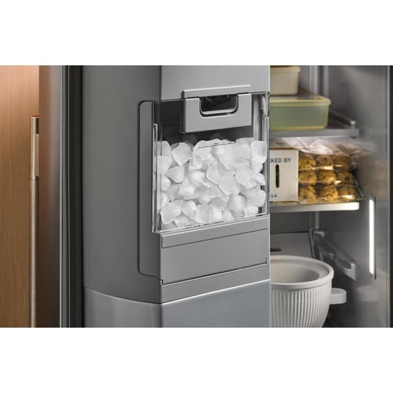 Kitchenaid® 20.8 Cu. Ft. Counter-Depth Side-by-Side Refrigerator with Exterior Ice and Water Dispenser in PrintShield™ Finish KRSC536RPS