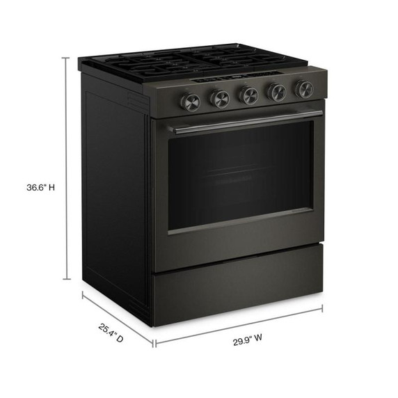 Kitchenaid® 5.0 Cu. Ft. Smart Slide-in Gas Range with Convection Cooking Modes and 2-in-1 Burner KSGS530SBE