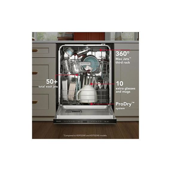 Kitchenaid® Third Level Jet Rack Dishwasher with 40+ Total Wash Jets, 41 dBA KDFS324SBE