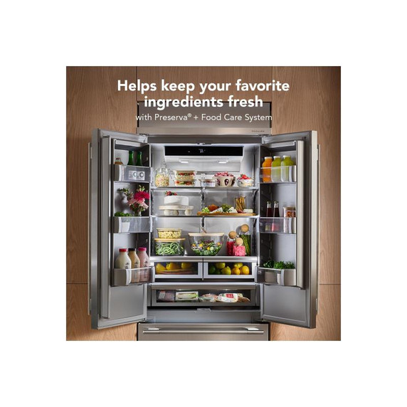 Kitchenaid® 20.8 Cu. Ft. 36" Built-In French Door Bottom Mount Refrigerator with Platinum Interior KBFN536SBE