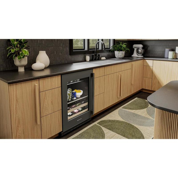 Kitchenaid® 24" Beverage Center with Glass Door and Wood-Front Racks KUBL524SBE