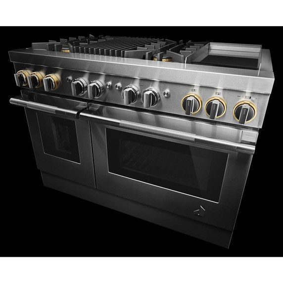 Jennair® RISE™ 48" Dual-Fuel Professional Range with Chrome-Infused Griddle and Gas Grill JDRP748HL