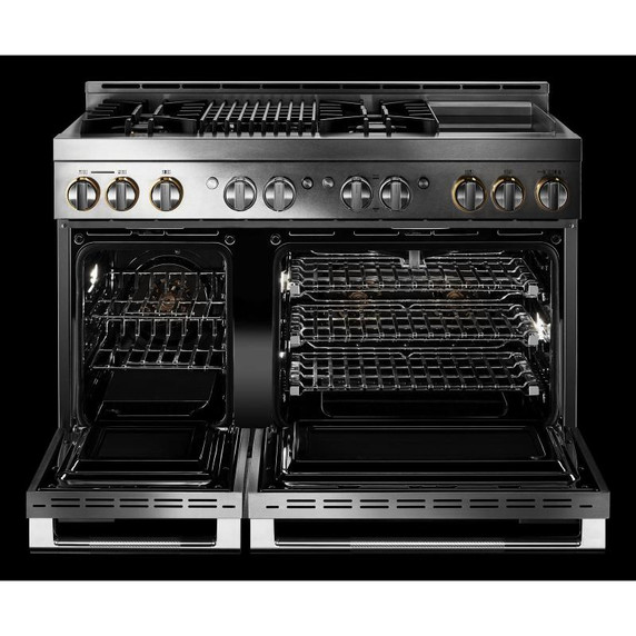 Jennair® 48" RISE™ Gas Professional-Style Range with Chrome-Infused Griddle and Infrared Grill JGRP748HL