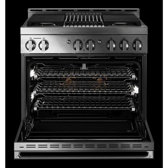 Jennair® 36" NOIR™ Gas Professional-Style Range with Infrared Grill JGRP636HM