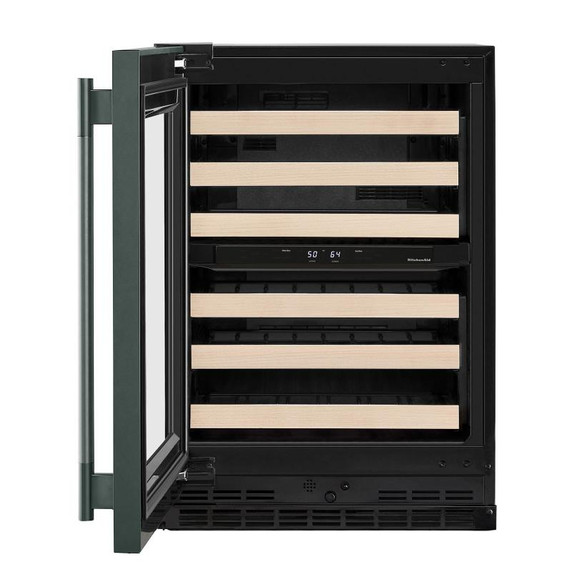 Kitchenaid® 24" Undercounter Wine Cellar with Full-Extension Wood-Front Racks KUWL524SJP