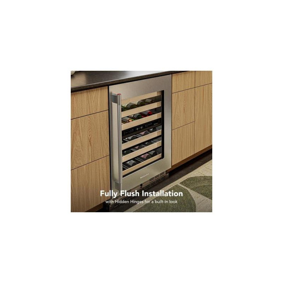 Kitchenaid® 24" Undercounter Wine Cellar with Full-Extension Wood-Front Racks KUWR524SPS