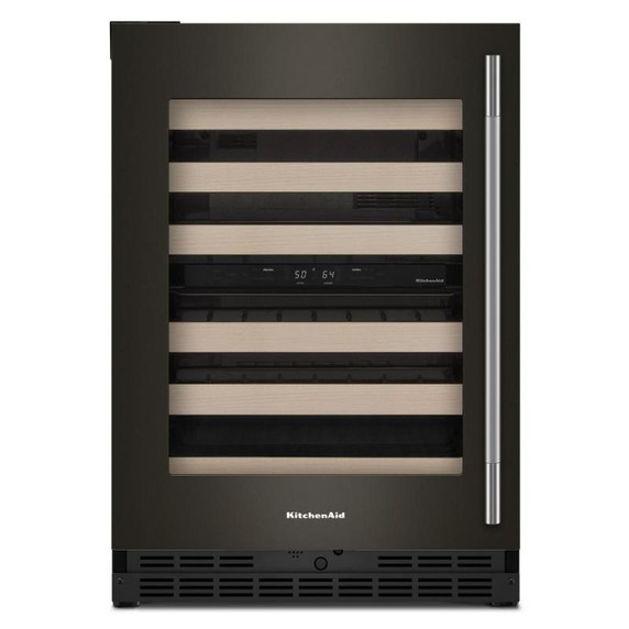Kitchenaid® 24" Undercounter Wine Cellar with Full-Extension Wood-Front Racks KUWL524SBE