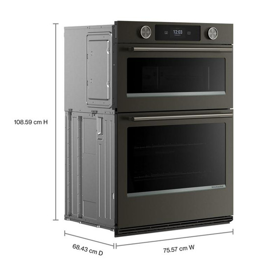 Kitchenaid® 30-inch Smart Electric Combo Wall Oven with Assisted Cooking Modes - Black Ore KOEC730SBE
