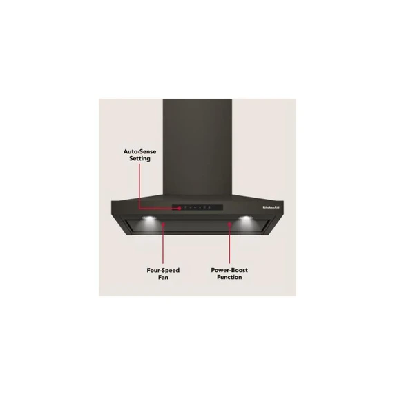 KitchenAid® 30-inch Wall-Mount, 4-Speed Canopy Hood KVWC730SBE
