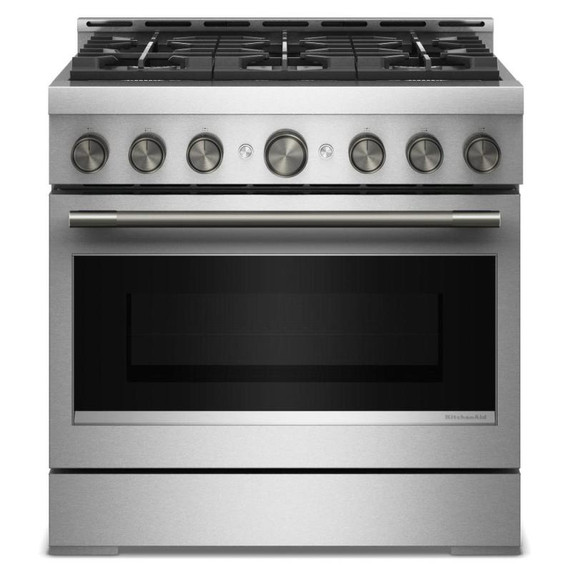 KitchenAid® 36-Inch 6 Burner Commercial-Style Gas Range with No Preheat Air Fry Mode KFGS936SSS