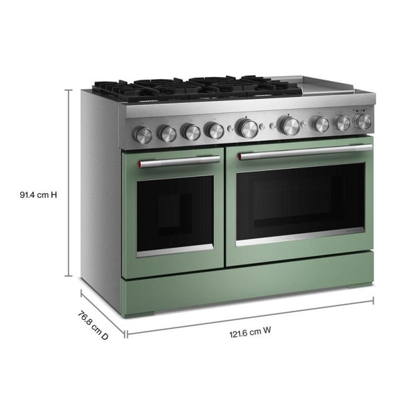 Kitchenaid® 48-Inch 6 Burner Commercial-Style Dual Fuel Range with Griddle KFDD948SDC