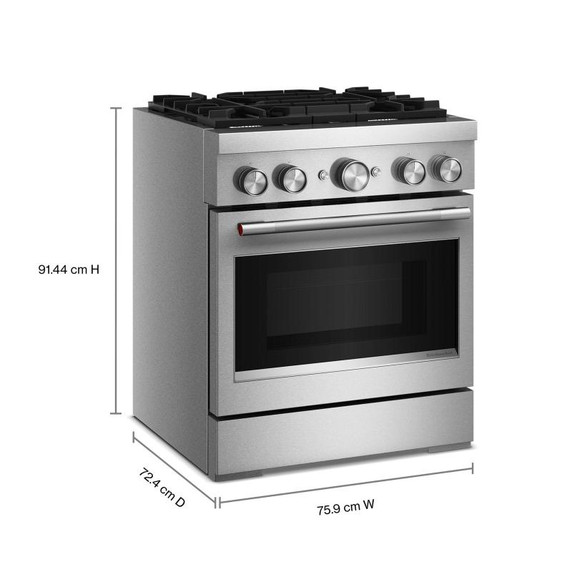 KitchenAid® 30-Inch 4 Burner Commercial-Style Dual Fuel Range with No Preheat Air Fry Mode KFDS930SSS